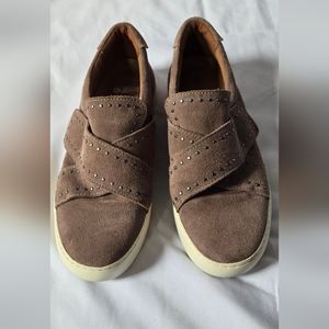 Frye Nina Studded Suede Leather Sneakers Slip On Shoes Dusty Rose Size 9.5